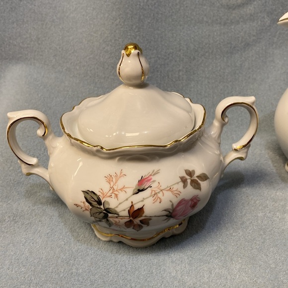 PinkRose Mitterteich Bavaria Germany Creamer and Lidded Sugar Bowl set - Picture 4 of 15